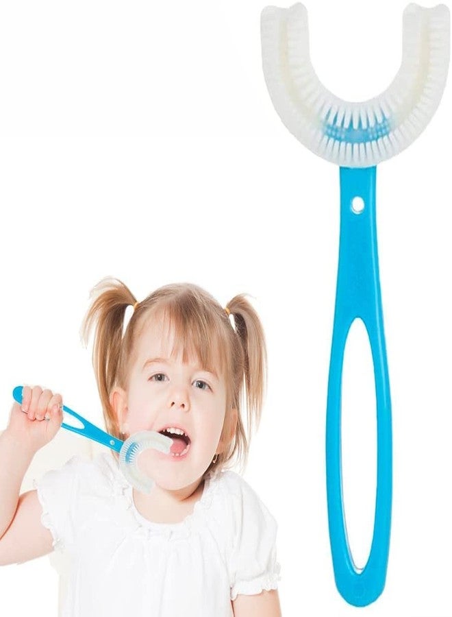 OCER Kids U-Shaped Kids Manual Toothbrush Food Grade Soft Silicone Brush Head, Teeth Cleaning Brush For Kids,Blue - Image 1