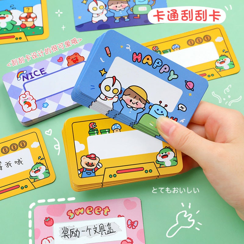 Cartoon Scratch-Off Cards – Handwritten Interactive Greeting Cards for Students - Image 2