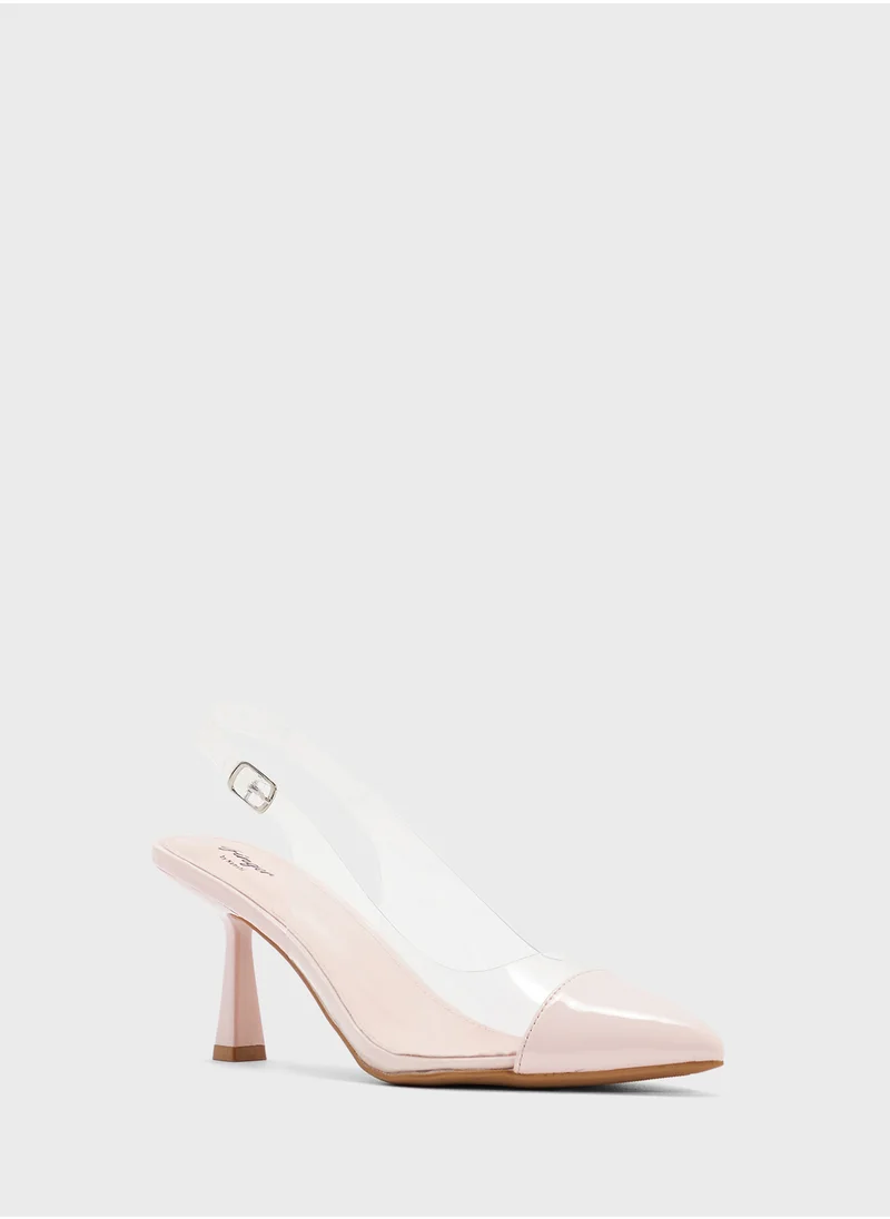 جينجر Clear Sling Back Heeled Pump