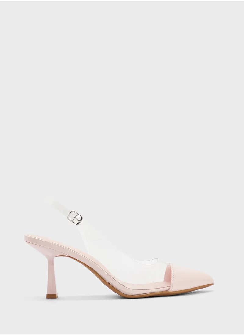 جينجر Clear Sling Back Heeled Pump