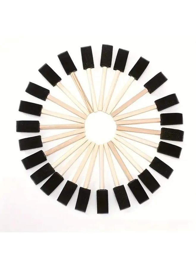 20pcs Black Sponge Foam Paint Brushes With Wooden Handles For Crafts And Acrylics - Image 5