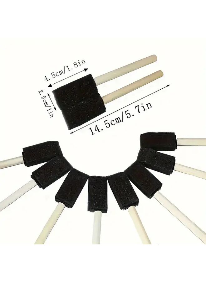 20pcs Black Sponge Foam Paint Brushes With Wooden Handles For Crafts And Acrylics - Image 2