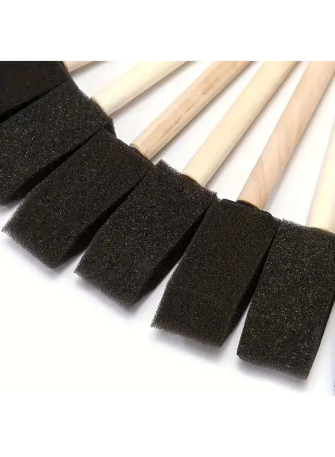 20pcs Black Sponge Foam Paint Brushes With Wooden Handles For Crafts And Acrylics - Image 3