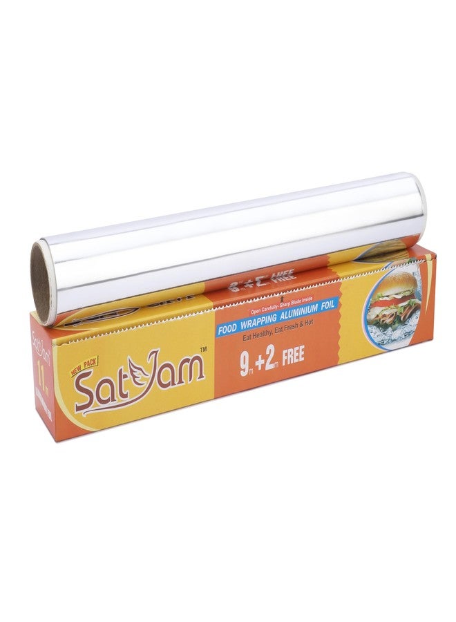 Satyam Aluminium Foil for Food Wrapping, 11 Micron, 9m + 2m Free Multipurpose Food Warm and Hygienic | Ideal for Storing, Packing, Wrapping, and Serving - Image 1