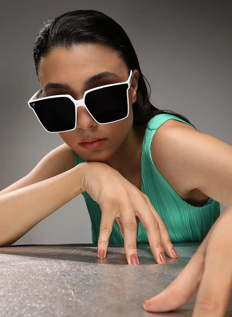 Haute Sauce Full Rim Oversized Sunglasses - White