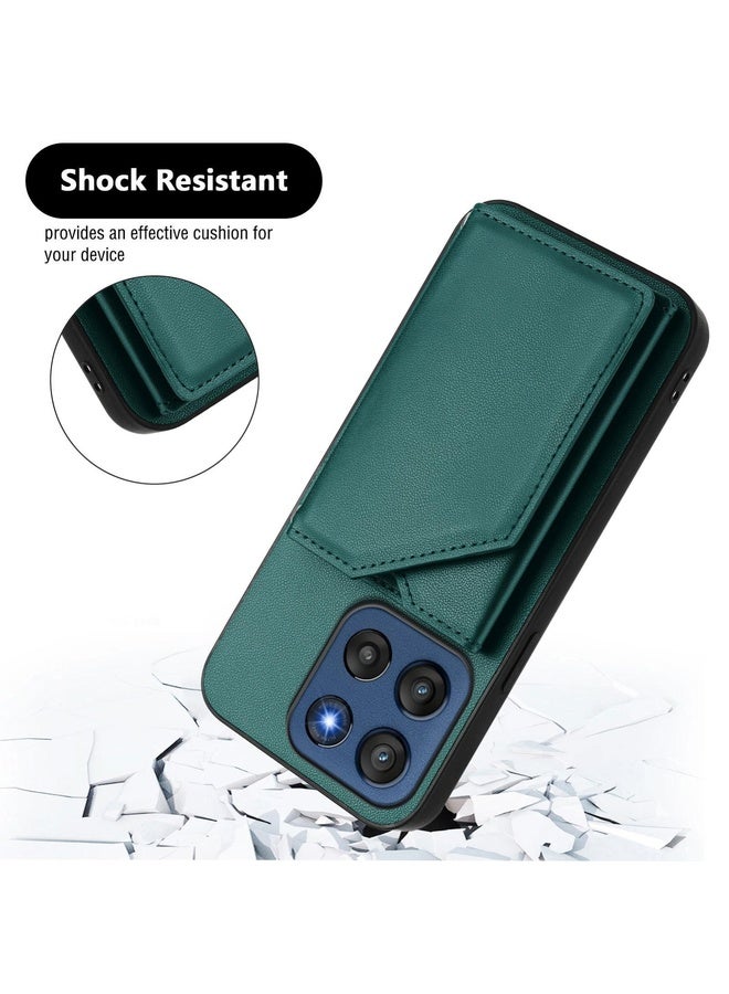 BURAQ Case Cover For Motorola Edge 60 Stylus 5G Skin Feel Four Card Slots Phone Case with Wrist Strap(Green) - Image 3
