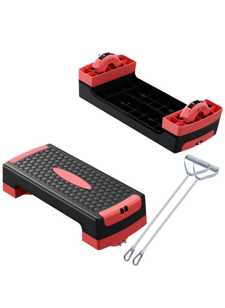 Generic 2In1 Fitness Aerobic Step & Balance Pedal With Slope Adjustment And Pull Ropes 68x28x10/15 CM, BlackxRed  - Image 1