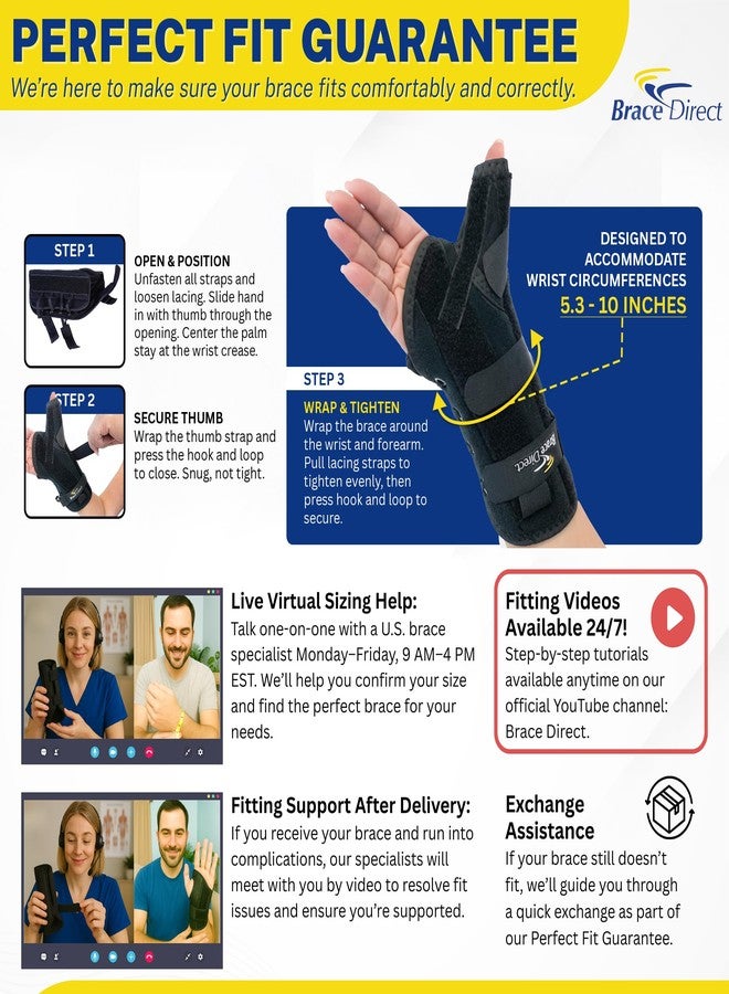 براس دايركت دعامة معصم وجبيرة إبهام من Brace Direct - دعم لمتلازمة النفق الرسغي، والتهاب المفاصل، والتهاب الأوتار، وإبهام حارس الصيد، والتعافي بعد الجبيرة، وداء دي كيرفان (اليمين - مقاس واحد يناسب الجميع) - Image 5