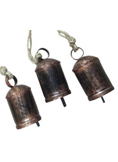 Delicacy Handicraft 3Piece Handmade 4inch Antique Copper Finish Tin Cow Bells for Hanging Decoration Christmas New Year Decor Item  - Image 1