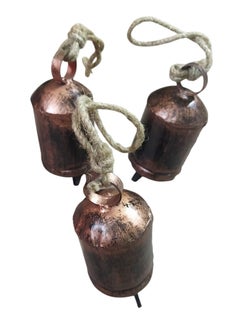 Delicacy Handicraft 3Piece Handmade 4inch Antique Copper Finish Tin Cow Bells for Hanging Decoration Christmas New Year Decor Item  - Image 3