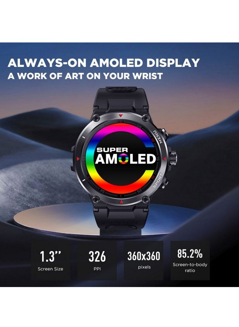 Zeblaze - Zeblaze Stratos 2 AMOLED 1.3 Inch Display GPS Built-in Bluetooth V5.0 Smartwatch with 24H Health Monitor, 240+ Watch Faces & Up to 25 Days Battery Life Android iOS - Meteorite Black - Image 1
