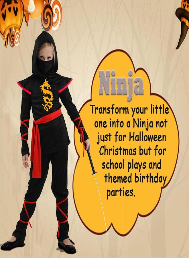 SATKULL Girls Ninja Costume Halloween Ninja Costumes Set for Kids Girl Ninjas Role Playing Dressing Suit(Kids-S-4/5T Black) - Image 3