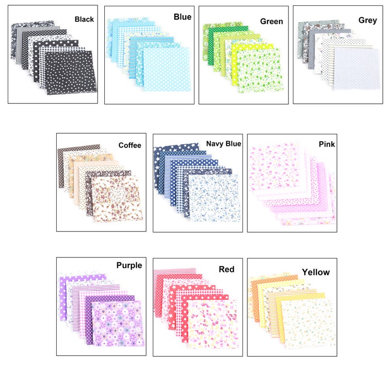 7Pcs/Set DIY Assorted Pattern Floral Printed Patchwork Cotton Fabric Cloth Sewing Quilting Cloth 250x250mm - Image 4