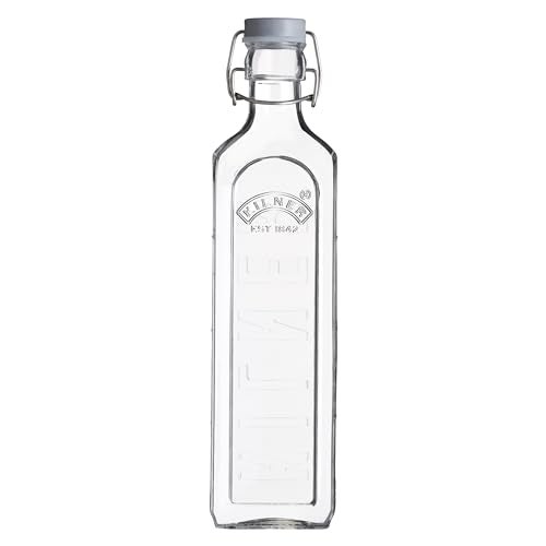Kilner Premium Square Clip‑Top Glass Bottle 1000 ml – International Airtight Glass Bottle for Kitchen Storage, Oils, Juices & Travel – Leak‑Proof Borosilicate Glass - Image 1