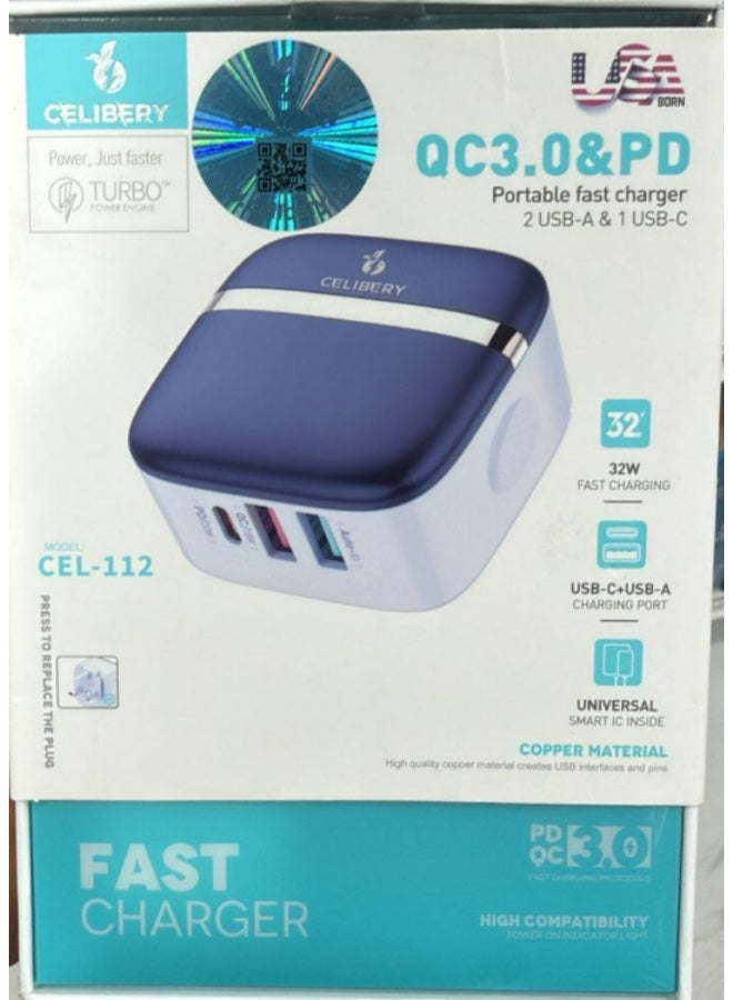 CELIBERY 32W Fast Portable Charger features a compact .