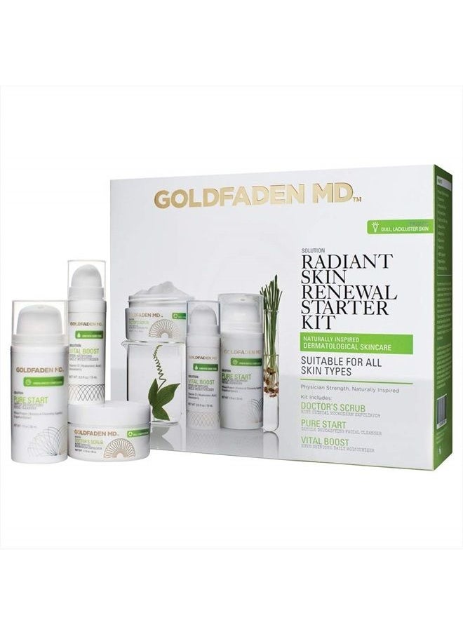 Goldfaden MD Radiant Skin Renewal Starter Kit | Complete Skin Care Regime including Exfoliator, Cleanser & Daily Moisturizer | 3 Pc. Set  - Image 1