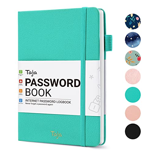 Taja Password Keeper Book with Alphabetical Tabs, Small Password Books for Seniors, Password Notebook for Internet Website Address Log in Detail, Password Logbook to Help You Stay Organized - Aquamarine - Image 1
