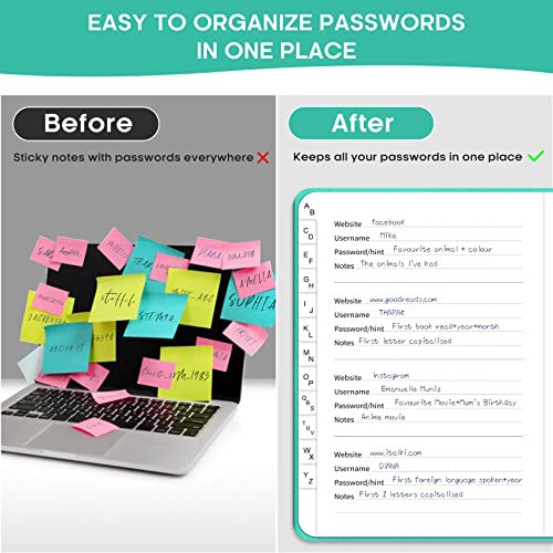 Taja Password Keeper Book with Alphabetical Tabs, Small Password Books for Seniors, Password Notebook for Internet Website Address Log in Detail, Password Logbook to Help You Stay Organized - Aquamarine - Image 2