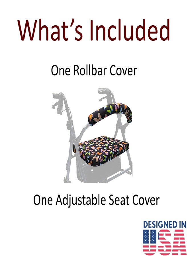 Crutcheze Rollator Seat and Backrest Cover Set - Butterfly Pattern - Decorative Walker Accessory for Elderly Women - Image 3
