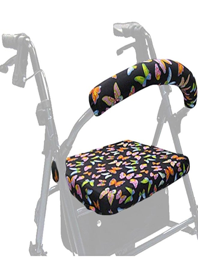 Crutcheze Rollator Seat and Backrest Cover Set - Butterfly Pattern - Decorative Walker Accessory for Elderly Women - Image 1