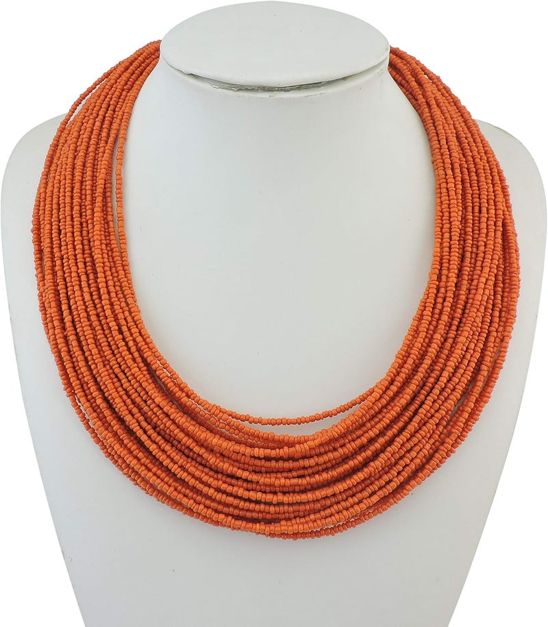 Bocar Multi Layer Chunky Bib Statement Seed Beads Cluster Collar Necklace for Women Gift (NK-10351) - Image 2