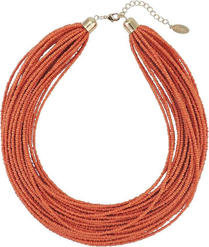 Bocar Multi Layer Chunky Bib Statement Seed Beads Cluster Collar Necklace for Women Gift (NK-10351) - Image 1