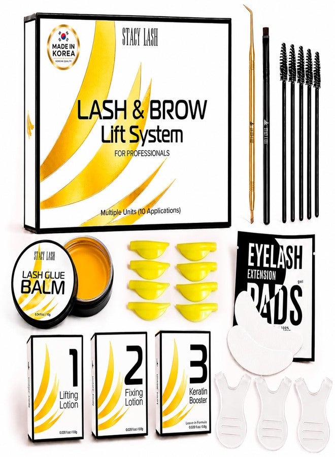 Stacy Lash Korean Lash Lift Kit, 10 Sets Eyelash Perm & Brow Lamination Kit for DIY Home and Professional Use, Silicone Shields, Eye Pads, Lash Brushes & Tools - Image 1