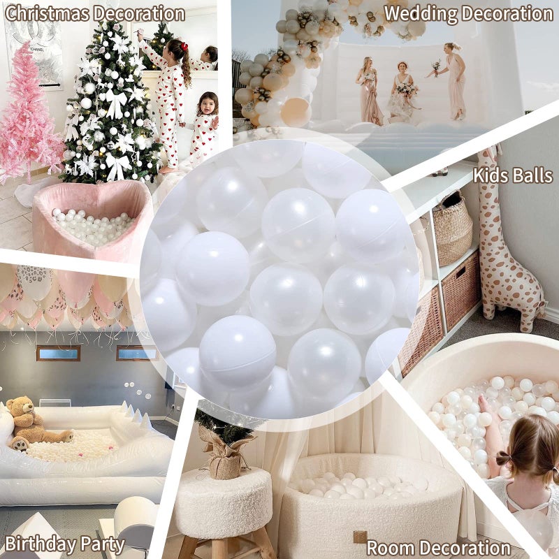 GOGOSO Ball Pit Balls for Kids,100pcs Plastic Balls Crush Proof Baby Play Ball BPA Free Non-Toxic 2.15 Inch Pit Ball for Toddler Birthday Party Pool Tent Party Favors Bath Playpen White - Image 5