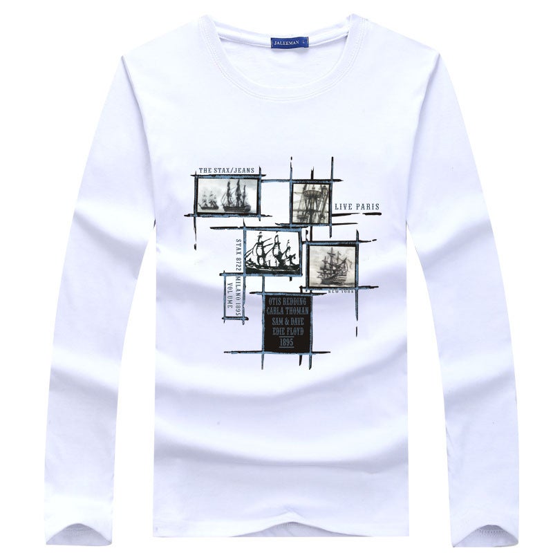 2025 Autumn New Letter Long Sleeve T-Shirt Korean Style Bottoming Shirt Round Neck Youth Large Size Men's Long Sleeve T-Shirt Wholesale - Image 2