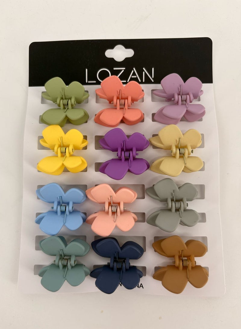 Lozan LOZAN 12-Piece Hair Claw Clip Set – Soft Flower Design in Elegant Pastel Colors | Comfortable Grip for All Hair Types | Stylish Hair Accessories for Girls & Women