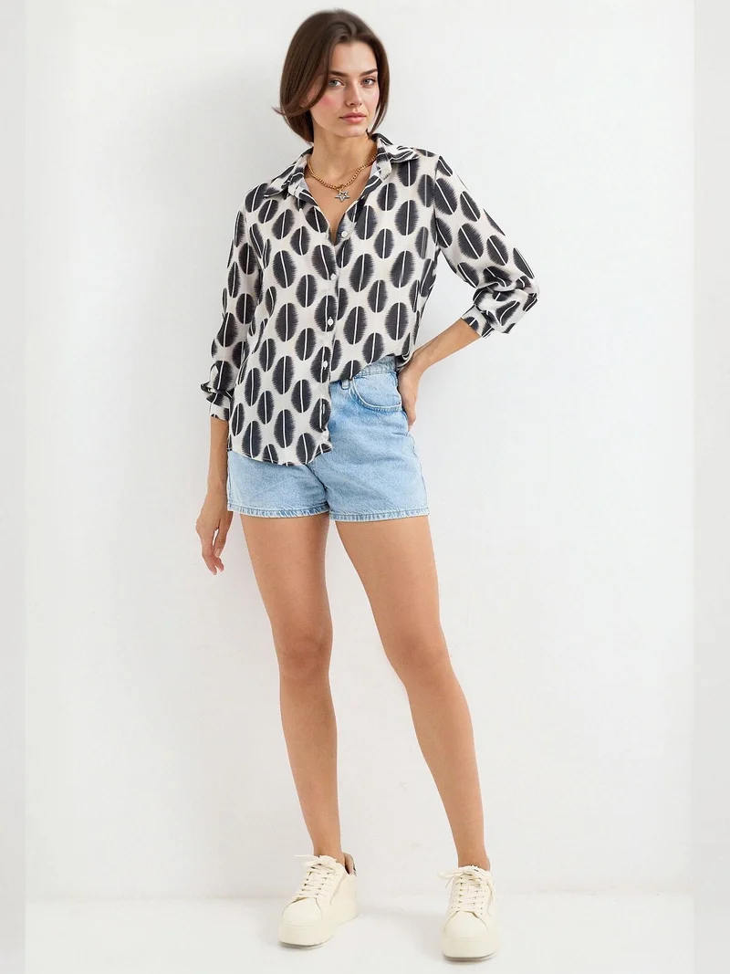 بيغ دارت قميص ساتان بأكمام طويلة بأزرار