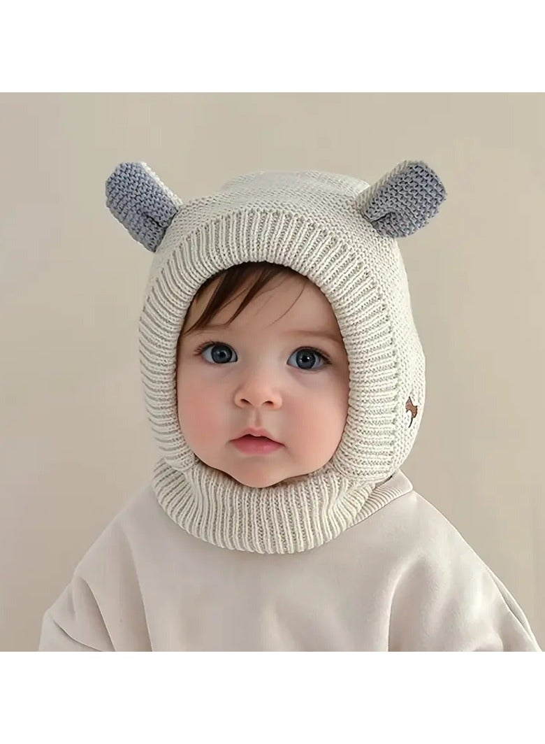A Knitted Woolen Hat For Kids With Fleece Lining For The Ears, Suitable For Boys And Girls Up To 3 Years Old. - Image 1