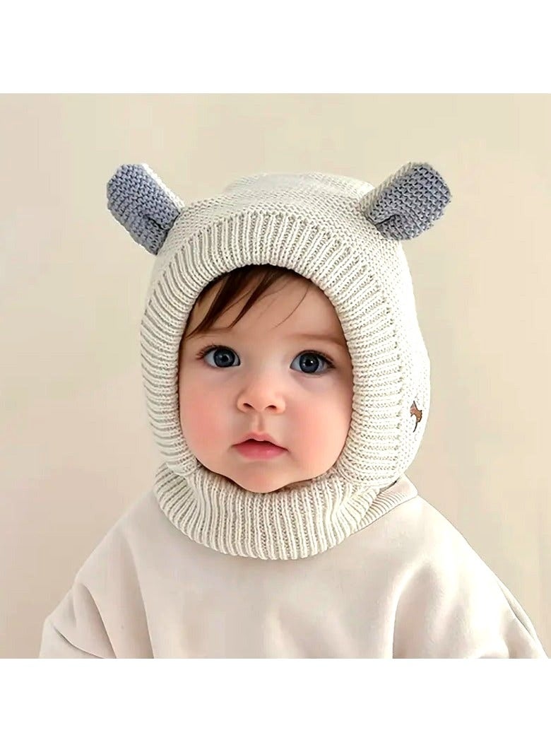 Kids Knitted Wool Hat with Fleece Ear Lining - Warm Soft Beanie for Boys and Girls up to 3 Years