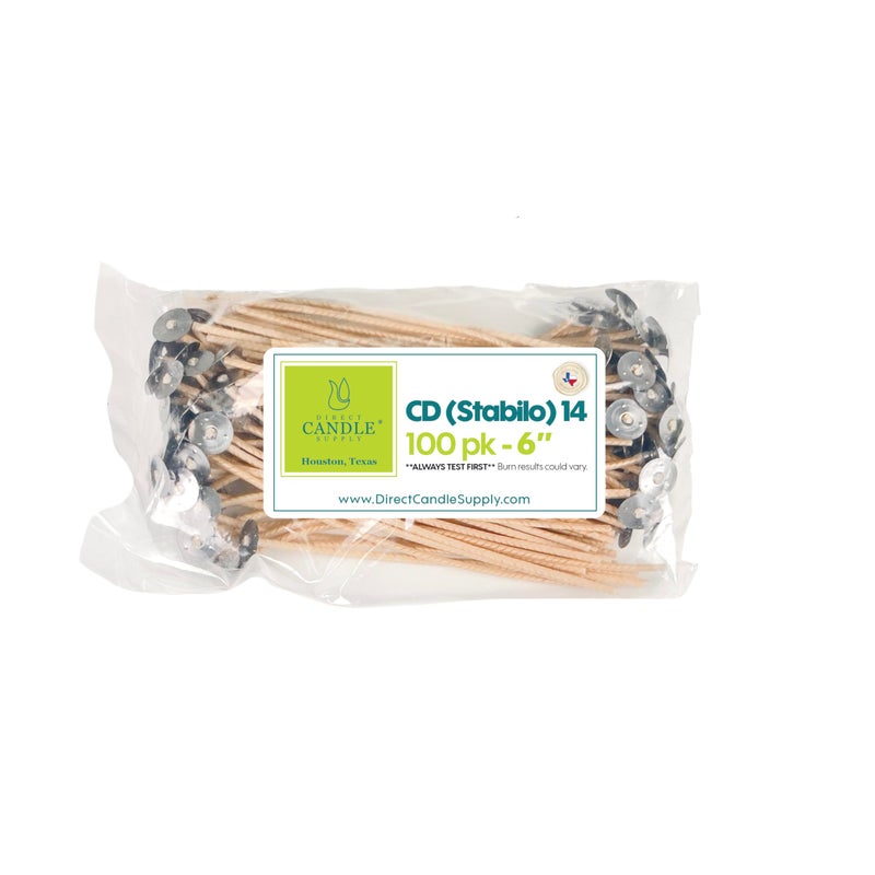 Direct Candle Supply Candle Wicks for Candle Making  6 inch Stabilo CD14 Wicks  100pcs of Cotton Wicks for Candles and Candle Making Supplies White