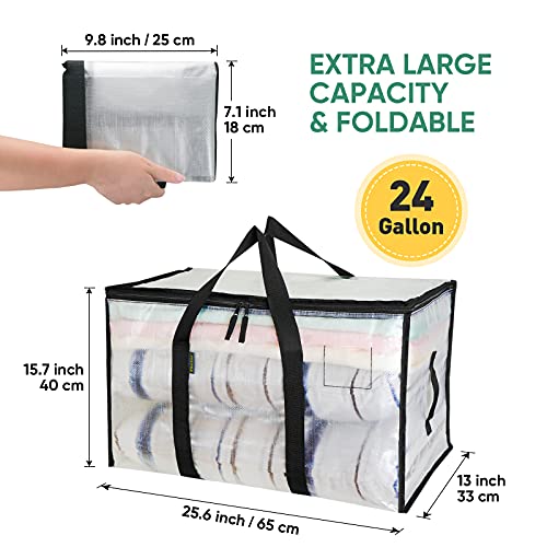 BALEINE 8-Pack Oversized Moving Bags with Reinforced Handles, Heavy-Duty Storage Tote for Clothes, Moving Supplies (Clear, 8-Pack) - Image 2