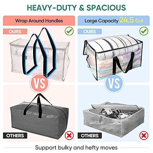 BALEINE 8-Pack Oversized Moving Bags with Reinforced Handles, Heavy-Duty Storage Tote for Clothes, Moving Supplies (Clear, 8-Pack) - Image 4