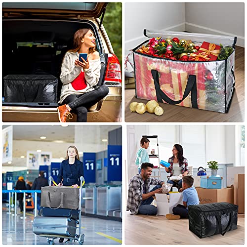 BALEINE 8-Pack Oversized Moving Bags with Reinforced Handles, Heavy-Duty Storage Tote for Clothes, Moving Supplies (Clear, 8-Pack) - Image 3