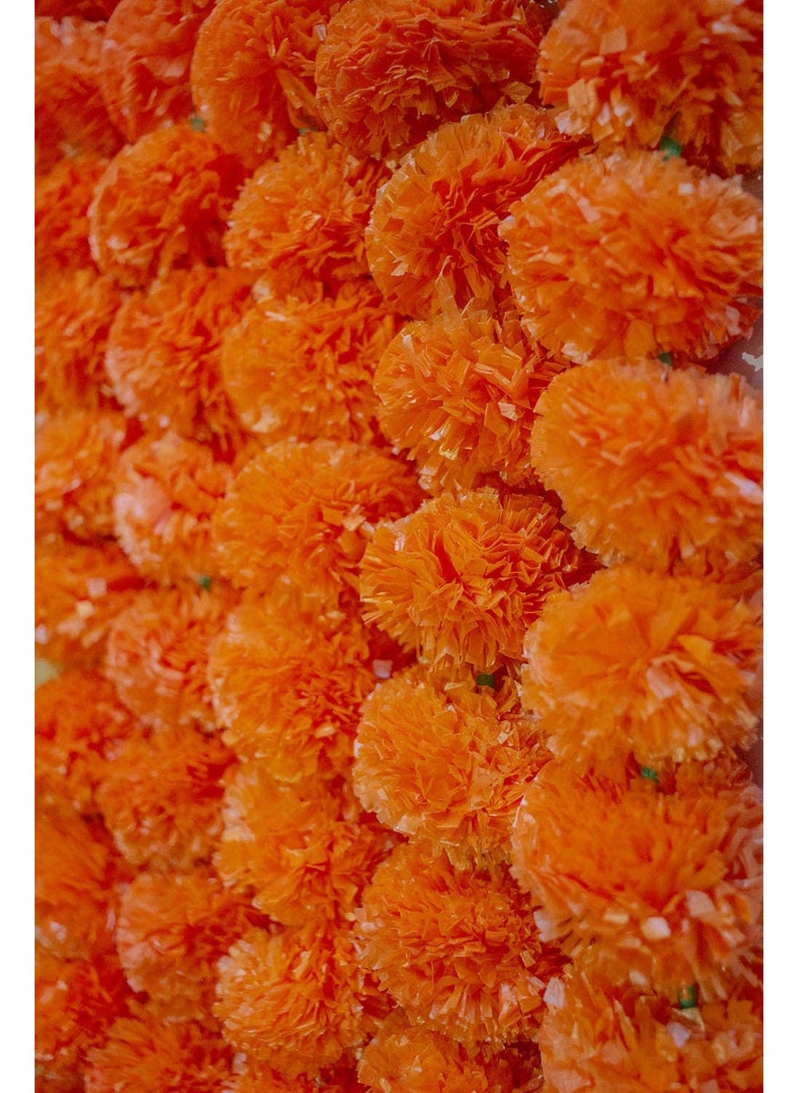 ESPLANADE ESPLANADE Artificial Marigold Flower Garlands for Home Decor - Pack of 5 Strings - Orange Colour - 4 to 4.5 Feet Length (Orange Marigold)  - Image 2