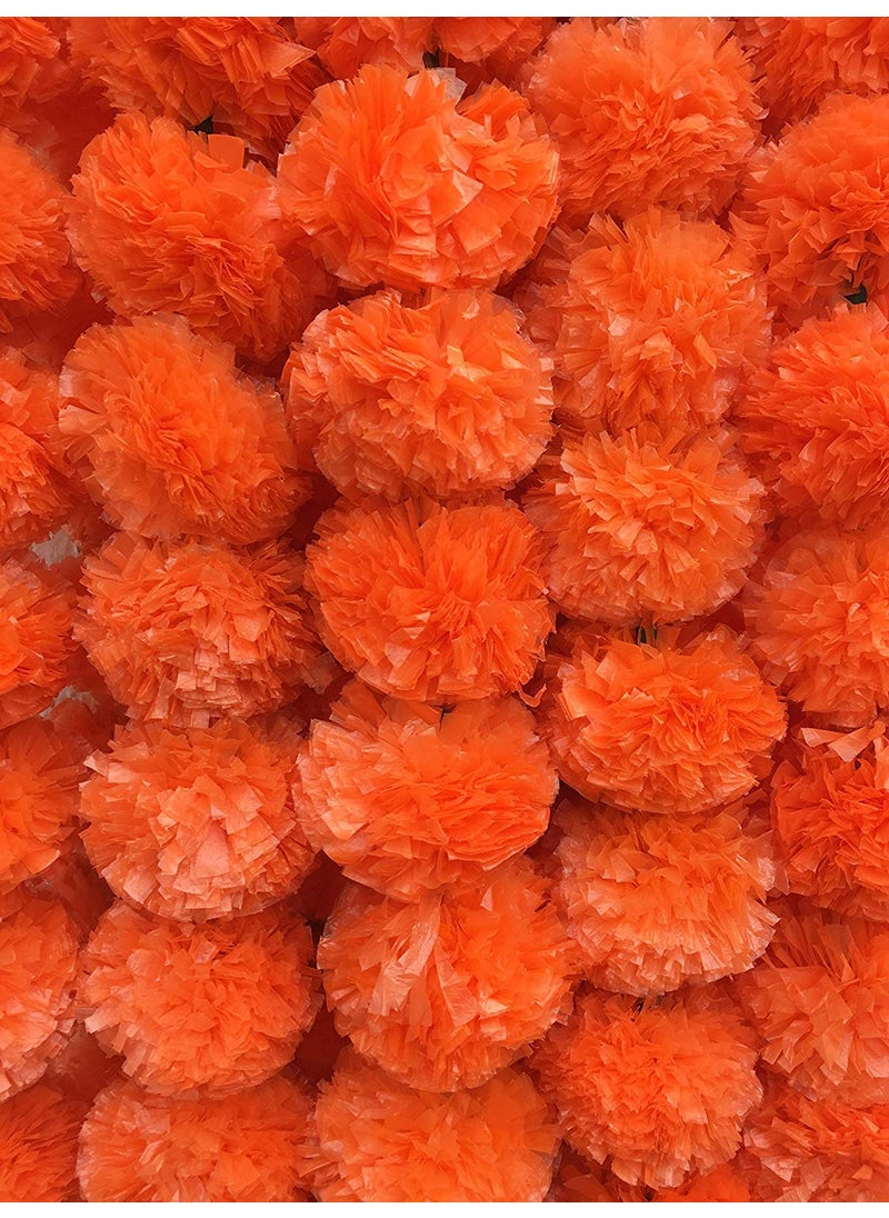 ESPLANADE ESPLANADE Artificial Marigold Flower Garlands for Home Decor - Pack of 5 Strings - Orange Colour - 4 to 4.5 Feet Length (Orange Marigold)  - Image 1