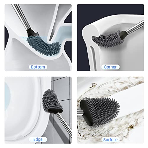 Sellemer مجموعة فرشاة وم holder مرحاض Sellemer - رأس فرشاة مرحاض مرن مع شعيرات سيليكون، حجم مدمج للتخزين والتنظيم، قاعدة مع فتحات تهوية (1 عبوة، أسود) - Image 2
