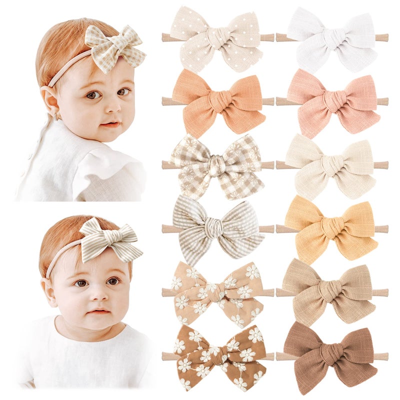 Niceye Baby Girl Bows and Headbands, Stretchy Nylon Hairbands Hair Bows for Newborns, Infants, Toddlers - Handmade Baby Hair Accessories for Girls - Image 1