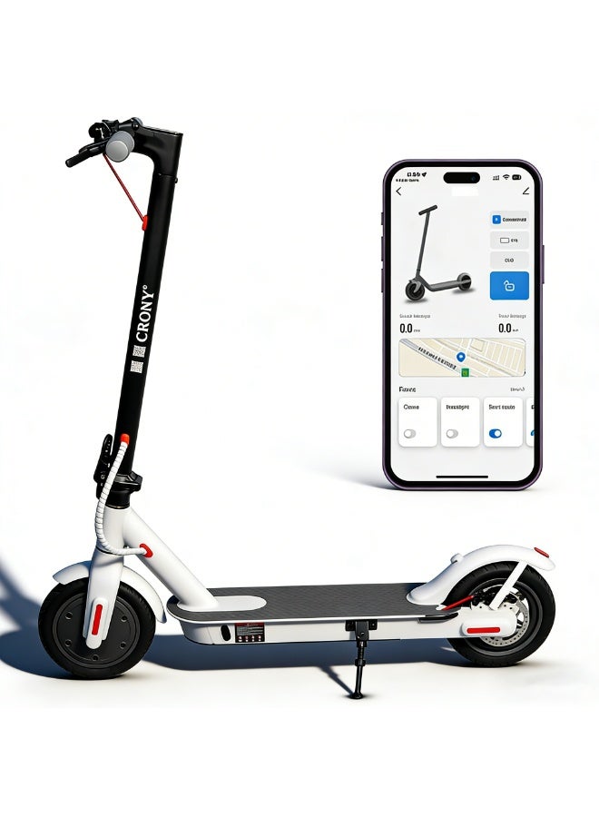 CRONY Foldable Electric Scooter Lightweight, 250W Motor, Speed 25 km/h, Range 10 km, Max Load 100 kg, App Control, White, M365 - Image 1
