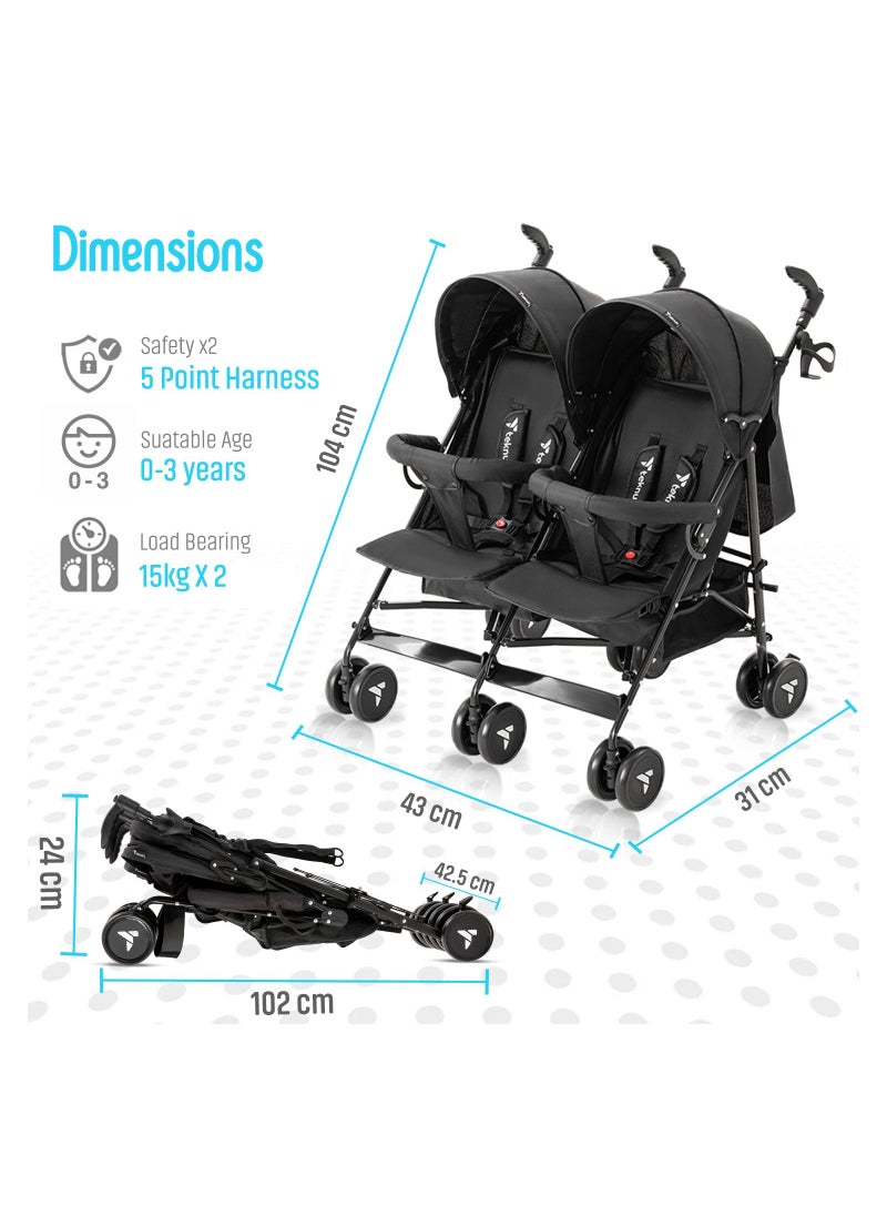 Lightweight Baby Twin Stroller Fellow, Easy To Maneuver - Black - pzsku/Z67DA56B8B5A6B3E2349FZ/45/_/1688735373/a1b60841-fcd8-4a07-9cb2-947685af5549