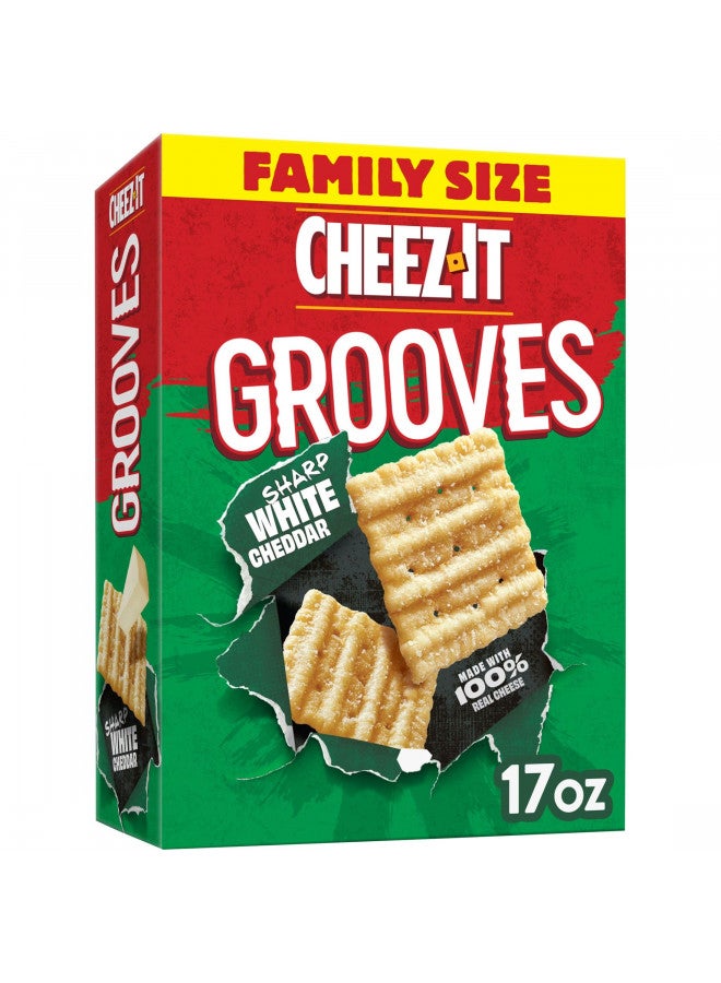 Cheez-It Cheez-It Grooves Crunchy Cheese Crackers, Snack Crackers, Lunch Snacks, Family Size, Sharp White Cheddar, 17oz Box (1 Box)  - Image 2
