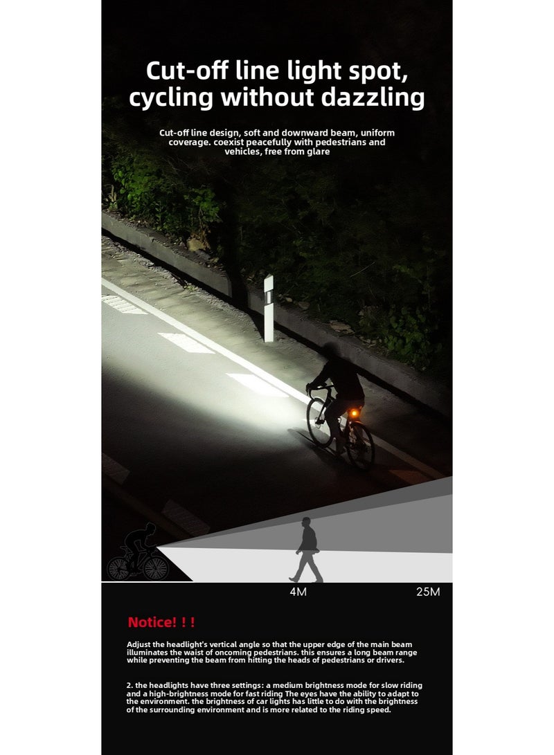 ESLNF Bicycle Light with Wireless Remote Control, 1200 Lumens LED Bike Light, 3200mAh Rechargeable Battery, Multiple Lighting Modes, Type-C Charging - Image 2