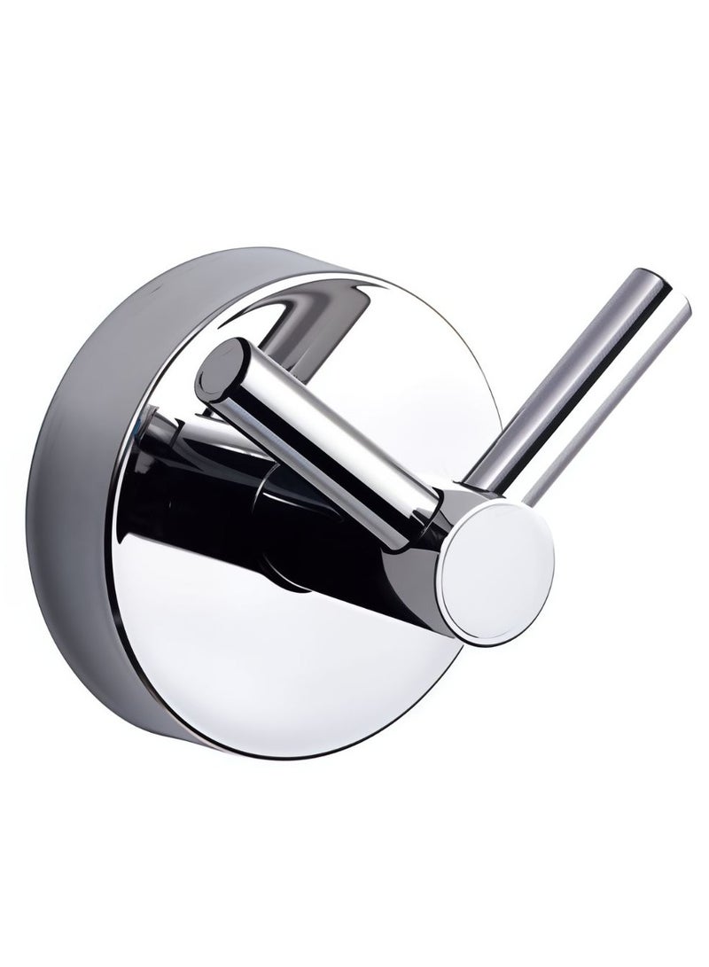 Stainless steel chrome V shaped wall mounted double hook for bathroom & closet heavy duty clothes towel hanger with screws & anchors included circular  - Image 1