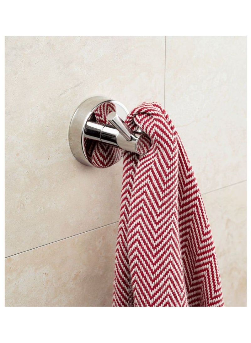 Stainless steel chrome V shaped wall mounted double hook for bathroom & closet heavy duty clothes towel hanger with screws & anchors included circular  - Image 2