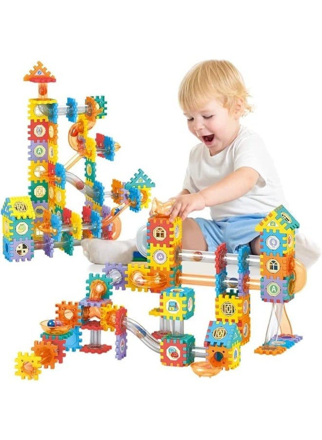 مجموعة لعب  – مسار كرات مع مكعبات بناء 226 قطعة – لعبة تعليمية STEM للأطفال، مجموعة بناء إبداعية، هدية عيد الميلاد ورأس السنة للأطفال والبنات - Image 2
