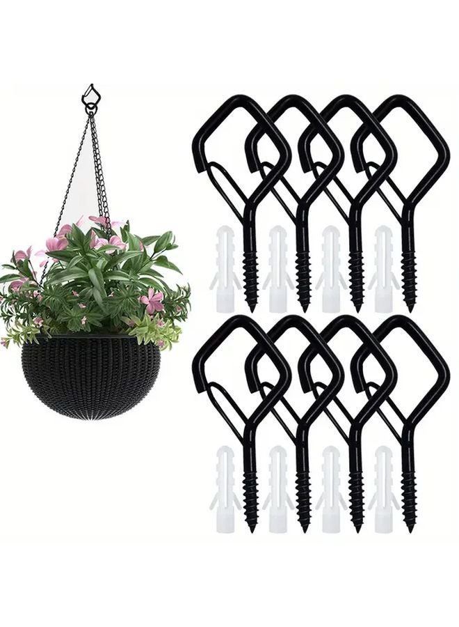 8pcs Heavy Duty Steel Outdoor Hooks For String Lights Black Rust Resistant - Image 1