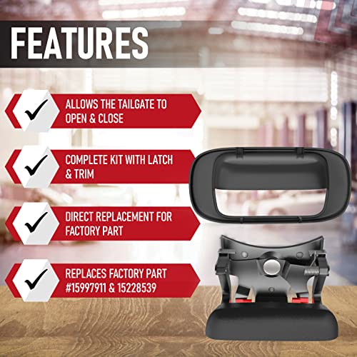 AA Ignition قفل ومقبض باب الصندوق البديل مع الحواف - بديل للأرقام 15997911، 15228541، 15228539، 15228540 - متوافق مع شيفروليه سيلفرادو و GMC سييرا 1500، 1500HD، 2500HD، 2500، 3500 - Image 3